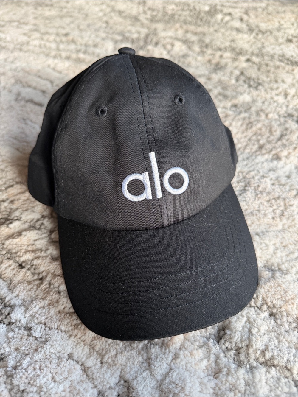 ALO Yoga Black Cap with White Embroidered Logo